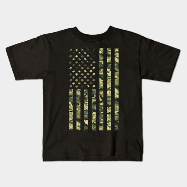 Camo American Flag Usa Camouflage Patriotic American Flag Kids T-Shirt by lam-san-dan